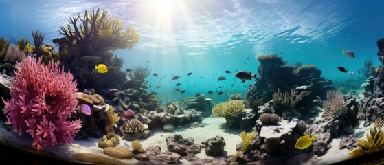 Fototapeta na wymiar An underwater scene with coral reefs and fish. Generative AI.
