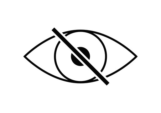 Icono negro de ojo tachado de ceguera. 