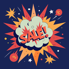 Fototapeta premium Cartoonish explosion with the word 