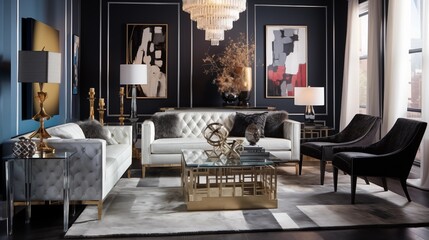 Eclectic Glamour Embrace the glamour of eclectic design with a mix of luxurious finishes