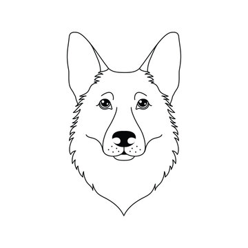 recommend clip art: German shepherd dog icon in line art style 