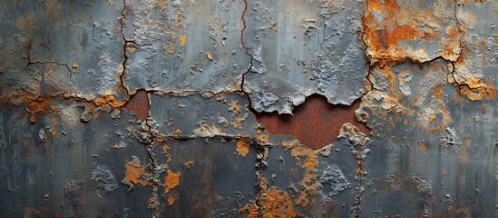 A detailed shot of a weathered metal wall with chipped paint, showcasing the beauty of decay and texture in urban landscapes.