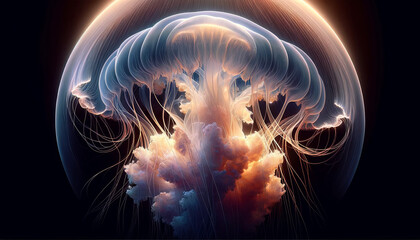 Close-up of Jellyfish floating in the universe