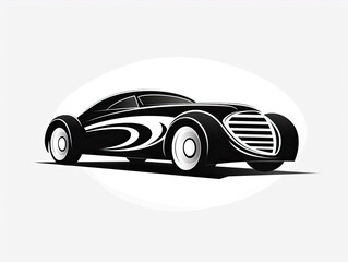 Logo car designed in black white color