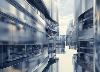 Obraz premium a futuristic city with a lot of buildings and a lot of windows