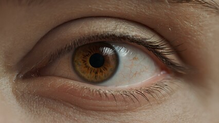 Fototapeta premium A very closeup of the human brown eye showing fine details of the eye