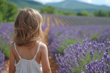 Fototapeta na wymiar Girl in lavender field