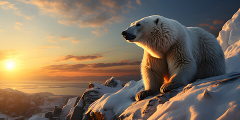 Polar Bear Relaxing on Ice - obrazy, fototapety, plakaty