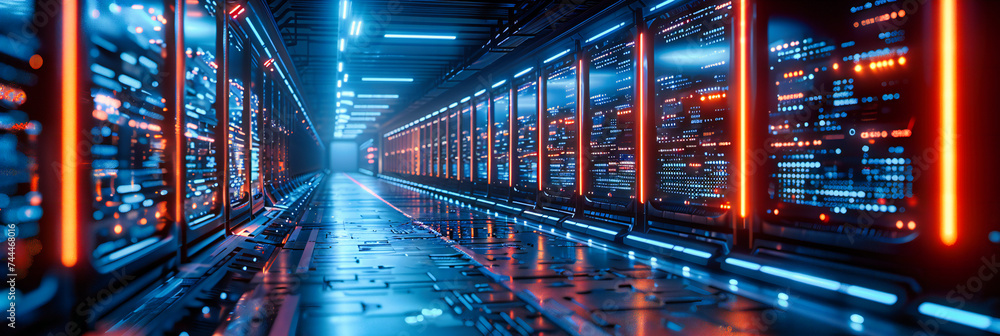 Poster inside a server room, where the backbone of digital infrastructure and technology powers the network