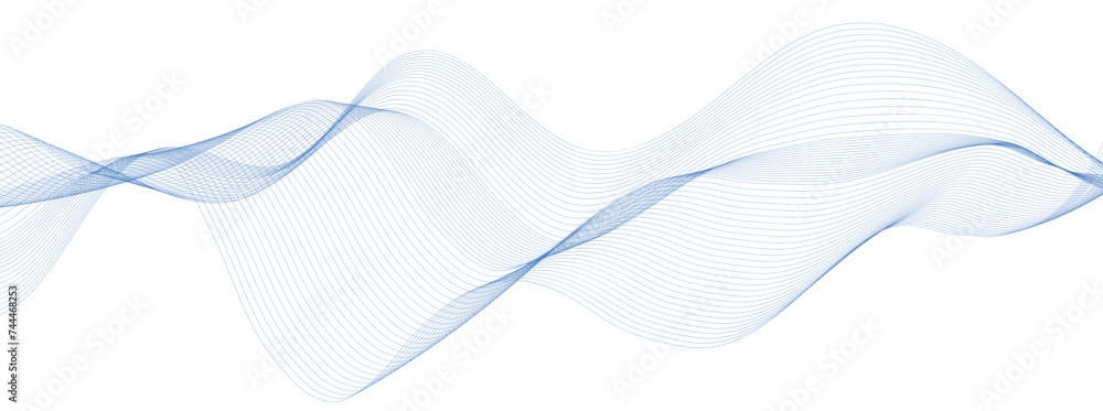 Poster wave with lines created using blend tool abstract blue wave lines pattern on white background with s