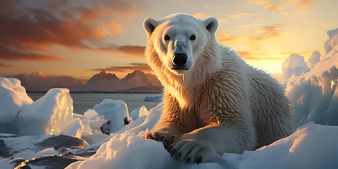 Plexiglas foto achterwand Polar Bear Relax on the Ice © Resdika