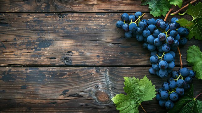 Grapes on a wooden table.
