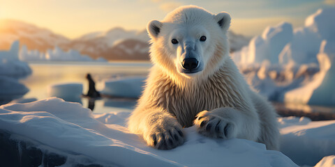 Polar Bear Relax on the Ice - obrazy, fototapety, plakaty