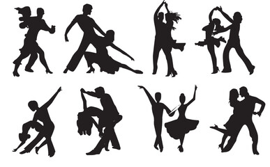 silhouettes of dancing people salsa