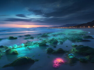 Fototapeta premium fireflies on the beach 