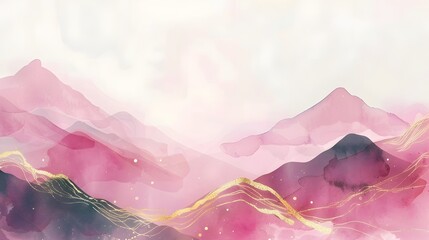 Mountain Floral Wave in Pink and Purple Vector Design