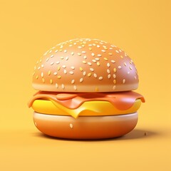 Hamburger. 3d rendering of a delicious cheeseburger