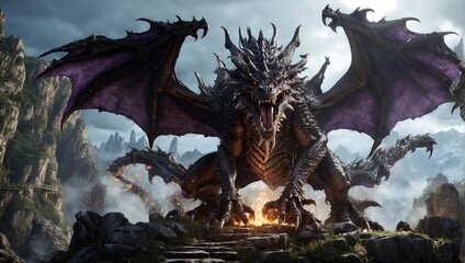 a screenshot of a dragon in a video game - obrazy, fototapety, plakaty