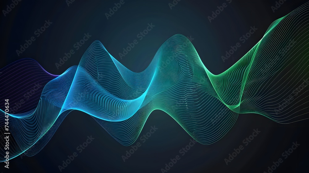 Poster blue wave abstract: a luminous blend of energy and motion, featuring captivating lines and futuristi