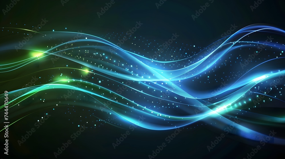 Poster blue wave abstract: a luminous blend of energy and motion, featuring captivating lines and futuristi