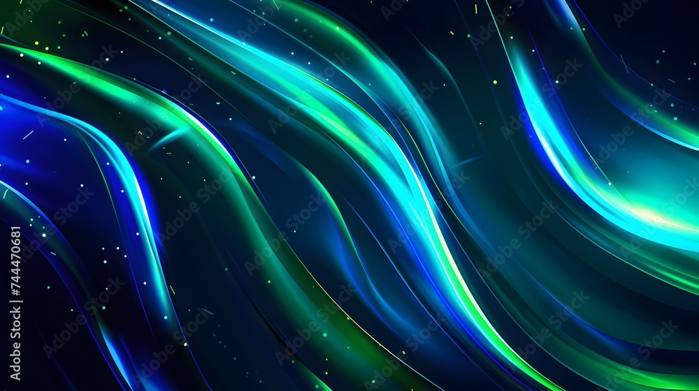 Poster blue wave abstract: a luminous blend of energy and motion, featuring captivating lines and futuristi