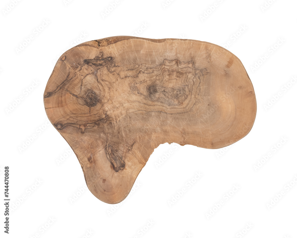 Sticker heavily used olive wood cutting or serving board isolated on white background - Stickers