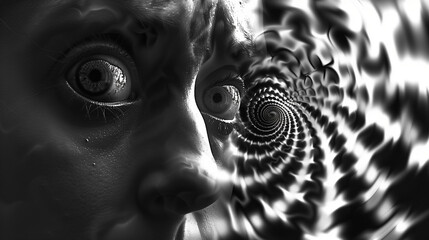 Abstract black and white optical illusion with human eye. Ideal for psychological concepts, web design and artistic themes