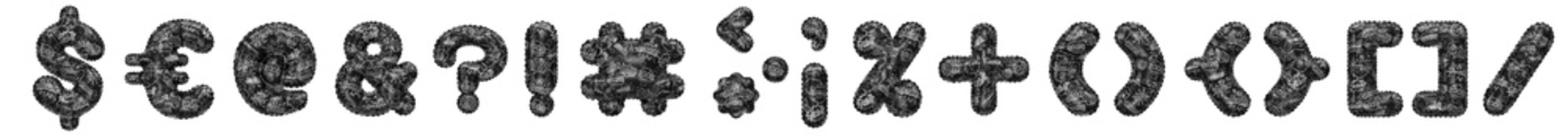 Obraz premium 3D Helium Balloons Signs/Symbols collection set with Cartoon comic super hero action movie texture pattern black and white