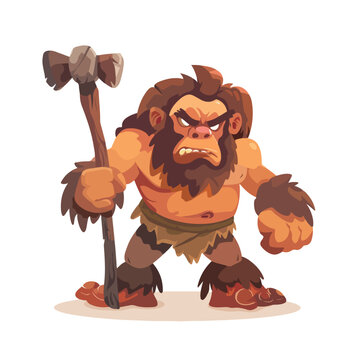Angry Cyclops caveman with a cudgel ancient mythical