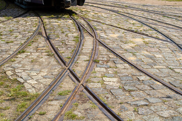 Crossroads of dual guage tram tracks