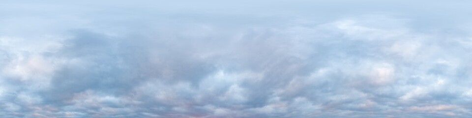 Dramatic overcast sky panorama with dark gloomy Cumulonimbus clouds. HDR 360 seamless spherical...