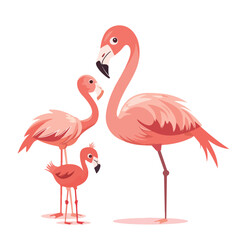 Beautiful Mother Flamingo and Its Baby Cute Exotic B