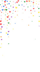 Rainbow colored scattered hearts. LGBT valentine