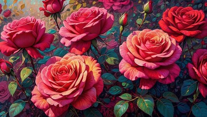 Vibrant Canvas of Blushing Roses