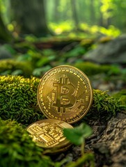 Bitcoin on Moss Covered Ground