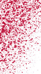 Red hearts scattered on white background.