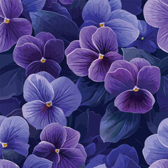 Floral seamless pattern with violet flowers 