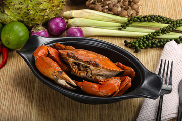 Delicous luxury steamed red crab