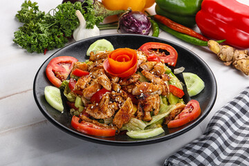 Grilled chicken breast fillet salad