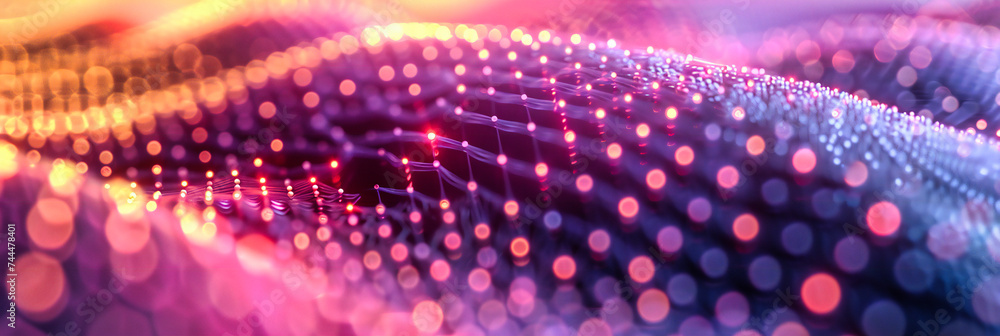 Poster digital networking in a blue web, where technology and data connect in a glowing, futuristic abstrac