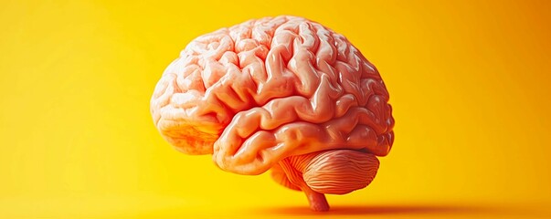 3D Rendered Human Brain Anatomy Illustration Isolated on yellow Background - obrazy, fototapety, plakaty