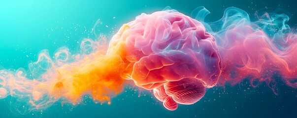 Creativity concept with a brain exploding in colors. Mind blown concept
