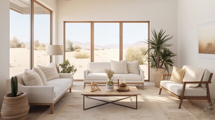 Fototapeta na wymiar Minimalist Desert Oasis Infuse your sunroom with minimalist desert-inspired design