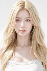 Naklejka premium Gorgeous Young Female Model - Fashion or Cosmetics Model - Beauty with Perfect Fine Features - Beautiful Smooth Hair