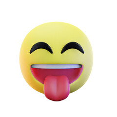 3D render Stuck out tongue and smiling eyes emoji 3D illustration