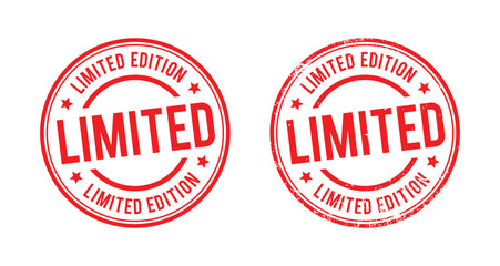 Limited edition circle red grunge rubber stamp isolated on white background. vector illustration