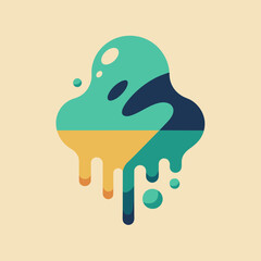 Creative Cool Water Shape: Minimalist Melting Brand Sign Theme for Print on Demand Design