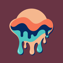 Creative Cool Water Shape: Minimalist Melting Brand Sign Theme for Print on Demand Design