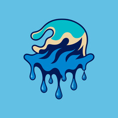 Creative Cool Water Shape: Minimalist Melting Brand Sign Theme for Print on Demand Design