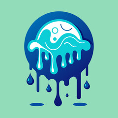 Creative Cool Water Shape: Minimalist Melting Brand Sign Theme for Print on Demand Design